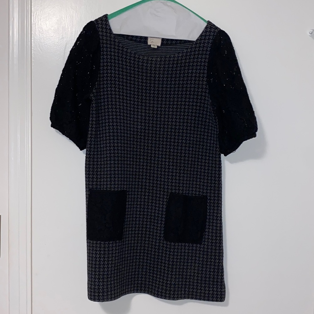 Anthropology grey and black sweater dress.